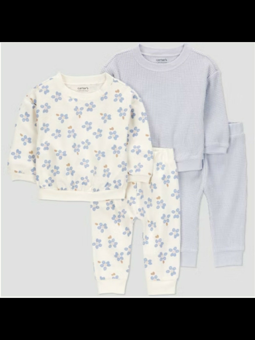 Carter's Light Blue Waffle & Cream Floral 2-Pack Sets